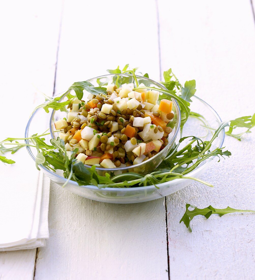 Green lentil salad with rocket