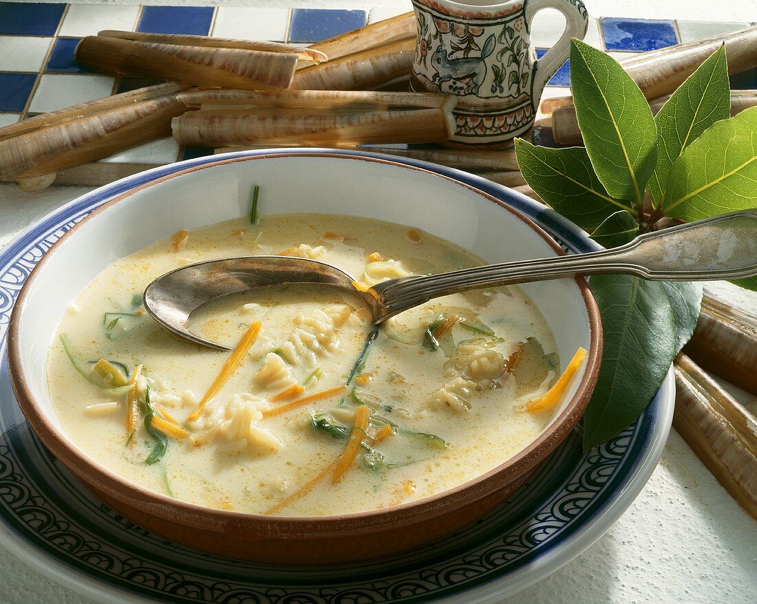 Gemüsesuppe mit Schwertmuscheln