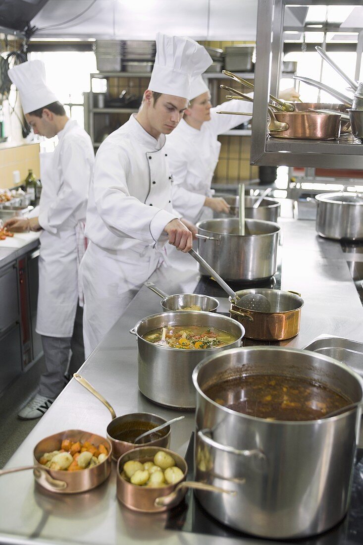 Hectic activity in a commercial kitchen