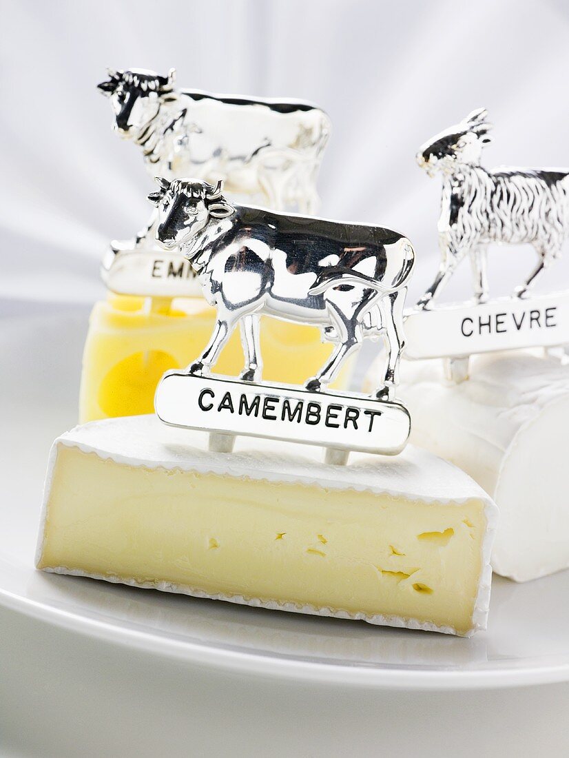 Camembert, Chevre und Emmentaler mit Tierfiguren
