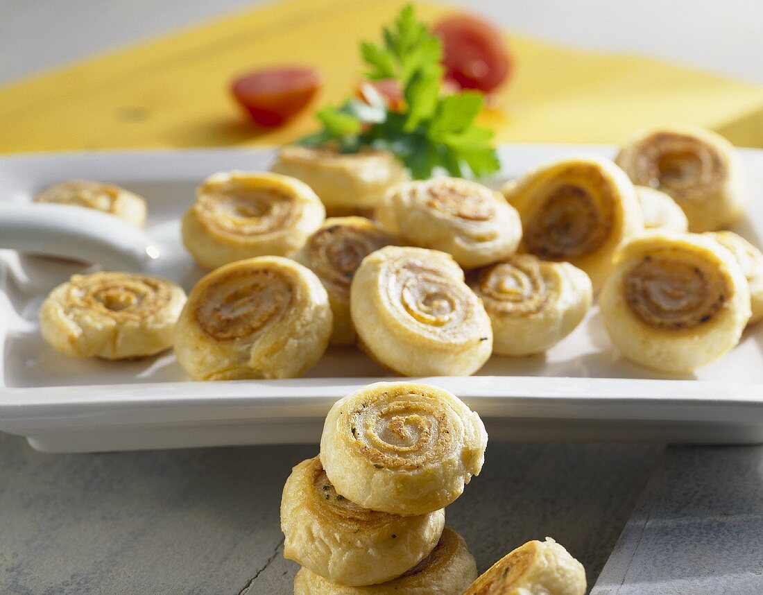 Puff pastry pinwheels with Emmental filling