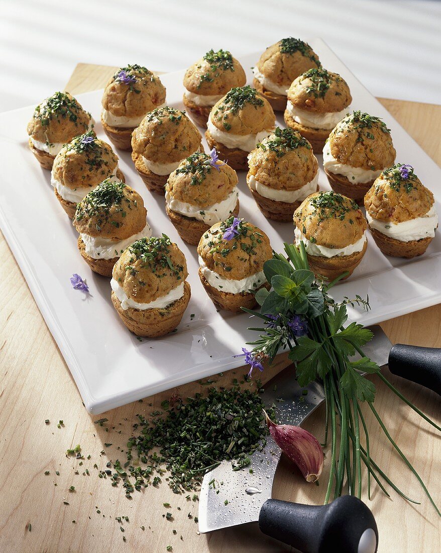 Herb muffins with soft cheese