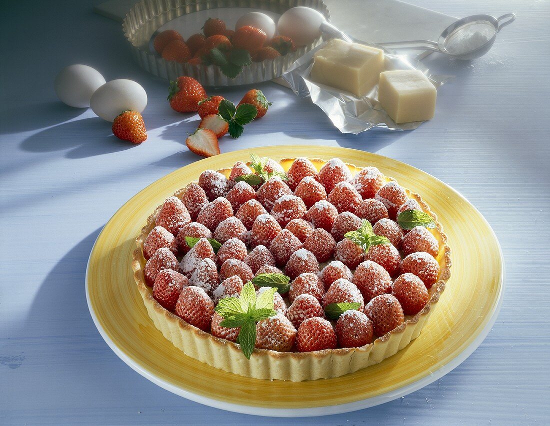 Strawberry tart with marzipan