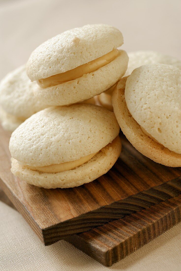 Macaroons filled with caramel butter