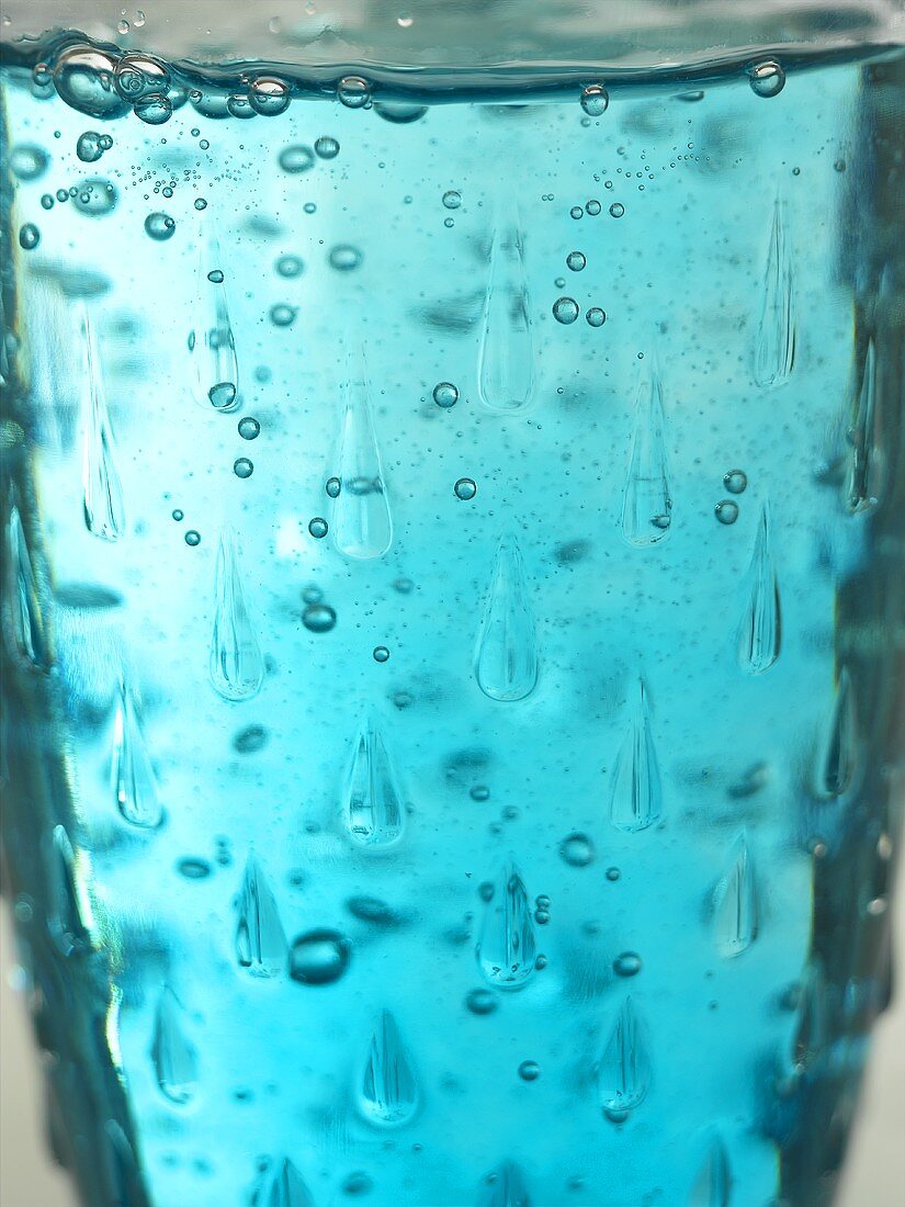 Blue water in glass