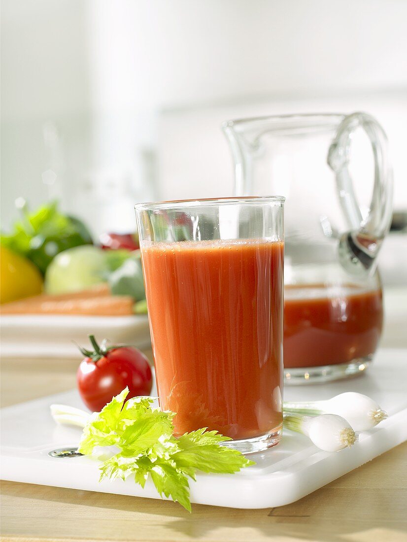Tomato juice, fresh tomato and celery