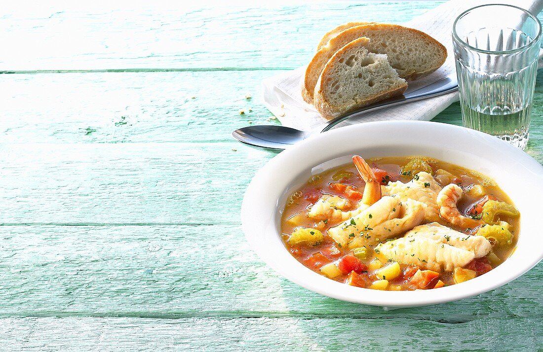 Kakavia (Fish soup with prawns and vegetables, Greece)