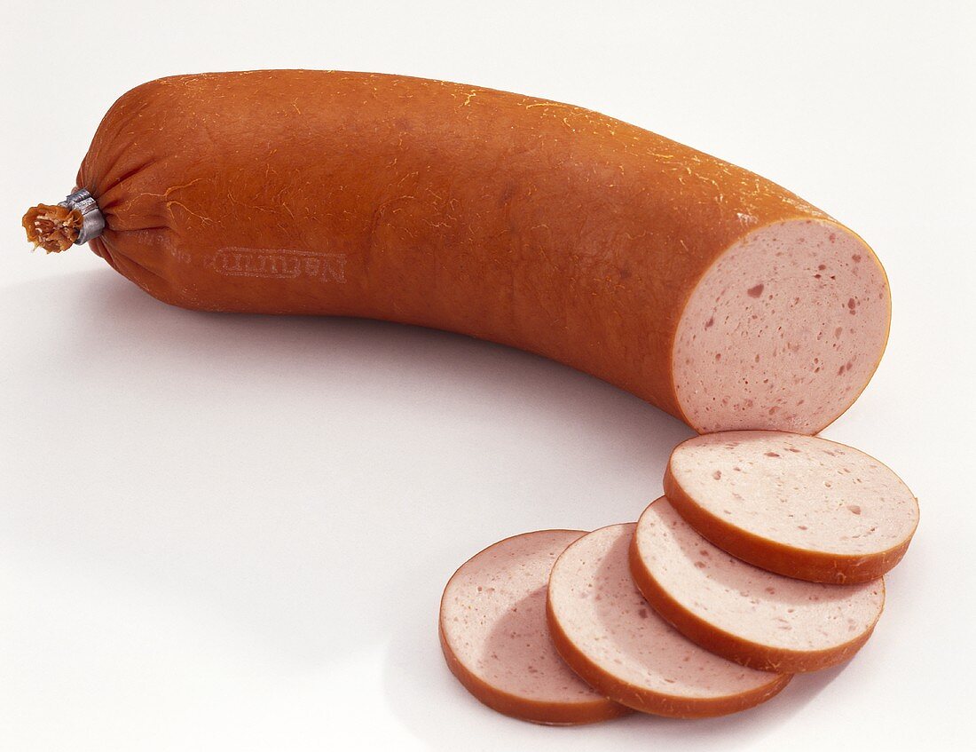 Fleischwurst sausage, partly sliced