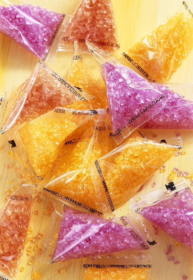 Coloured sugar in bags