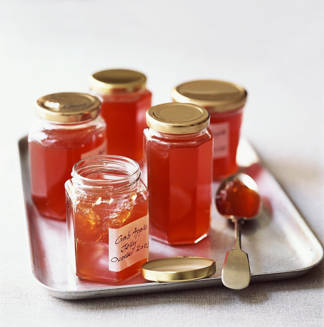 Crab-apple jelly in jars
