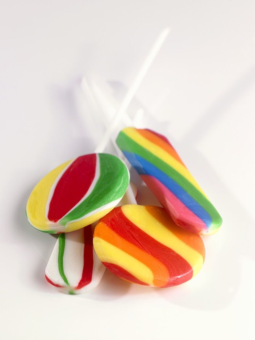 Assorted coloured lollipops