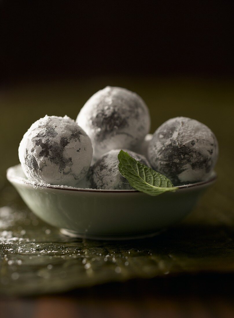 Mint truffles rolled in icing sugar