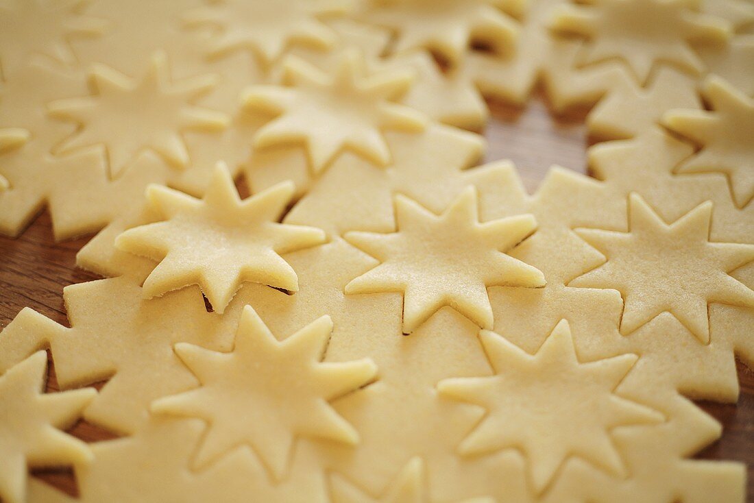 Raw pastry with cut-out stars
