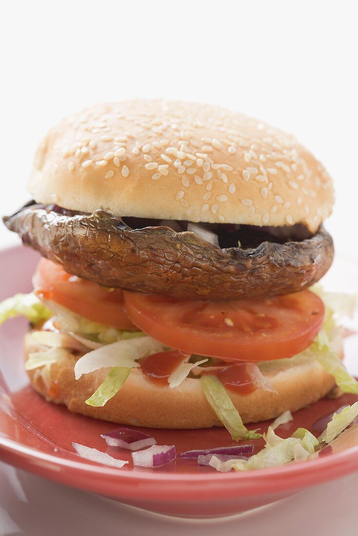 Vegetable burger with Portobello mushroom