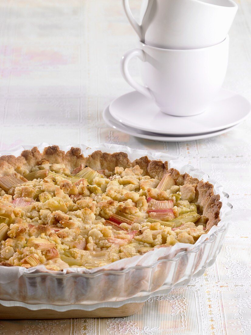 Freshly baked rhubarb tart