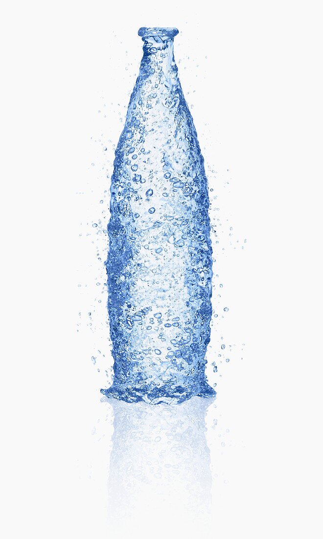 Water forming a bottle shape