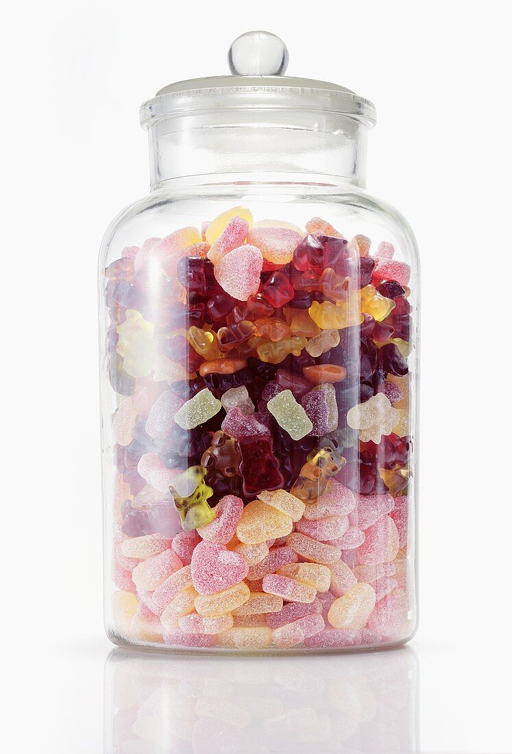 Fruit jelly sweets in storage jar