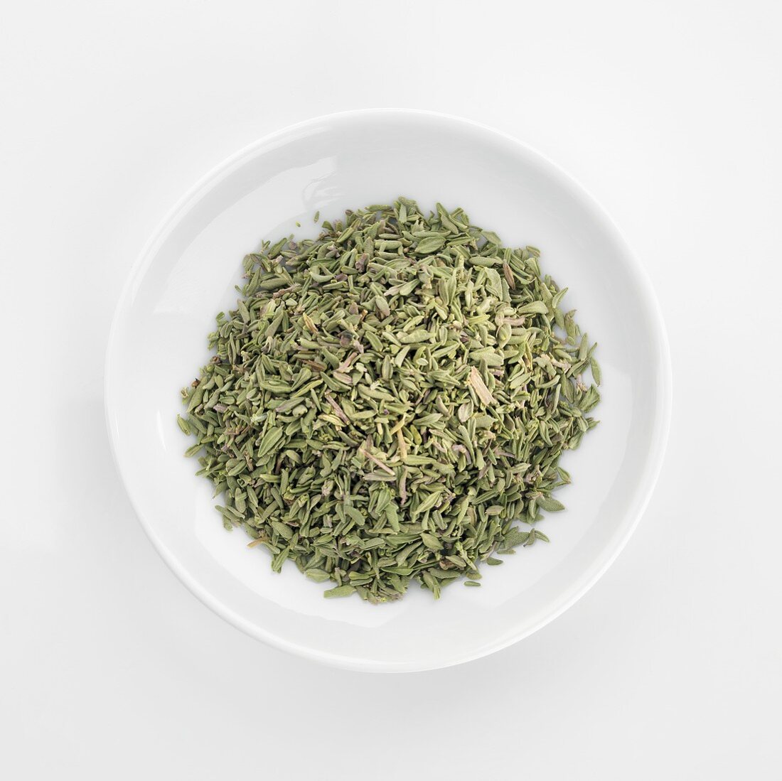 Dried thyme in white dish