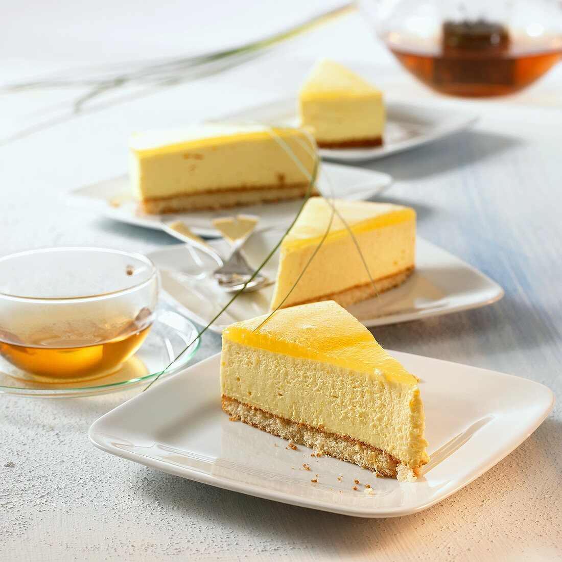 Four pieces of passion fruit cake to serve with tea