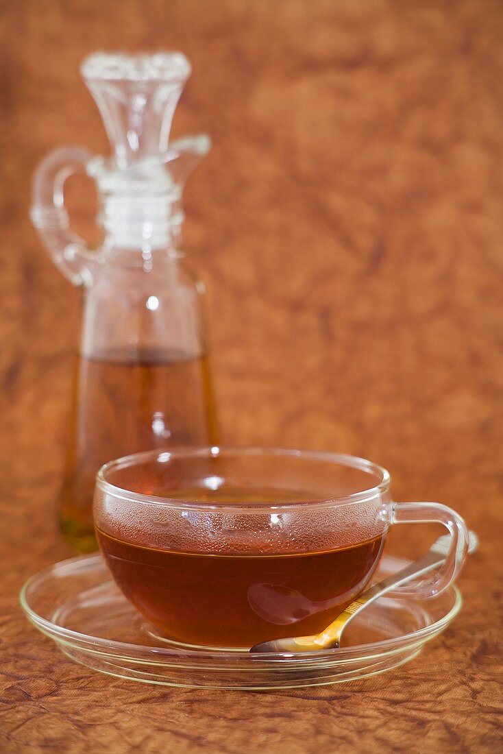 A cup of black tea with rum