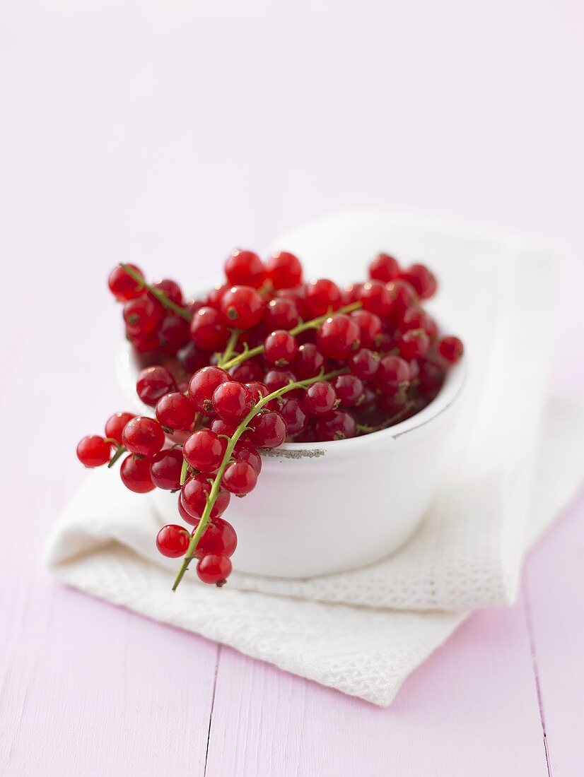 Redcurrants in white bowl