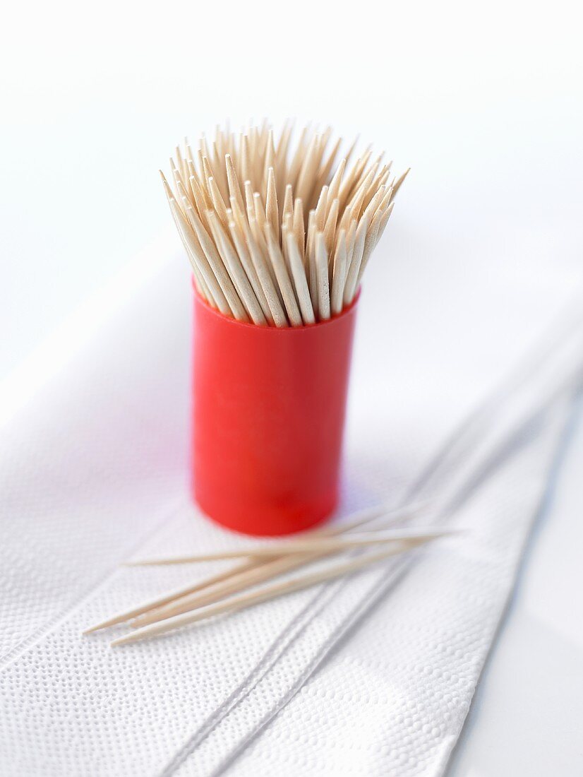 Toothpicks on paper napkins