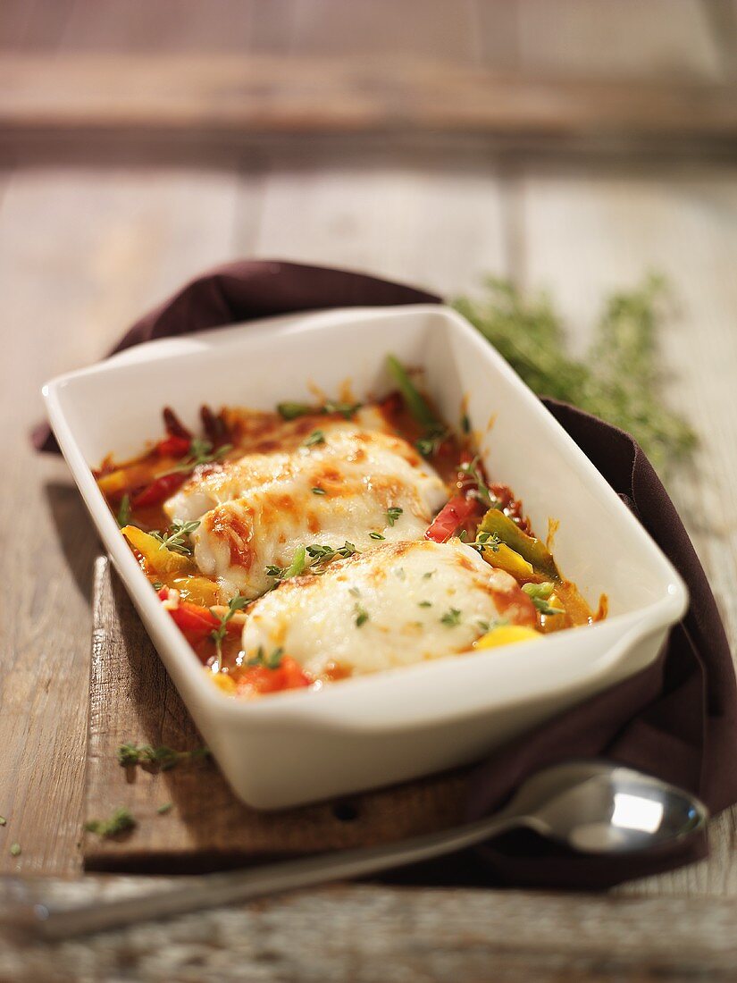 Baked fish and vegetables