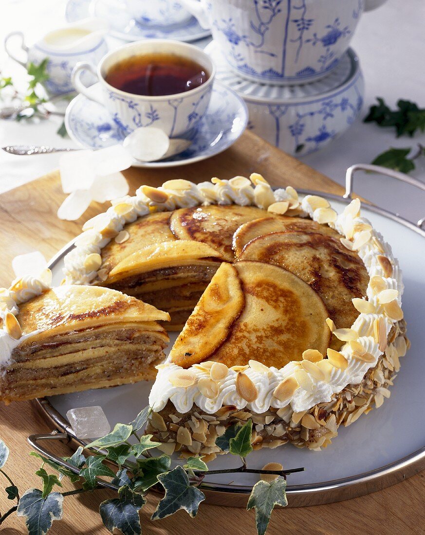 East Frisian Knüppeltorte (Pancake cake with almonds)