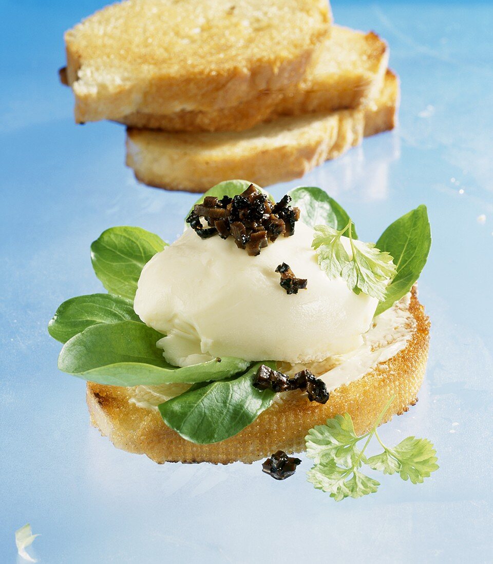 White toast topped with Vacherin Mont d'Or & black truffle