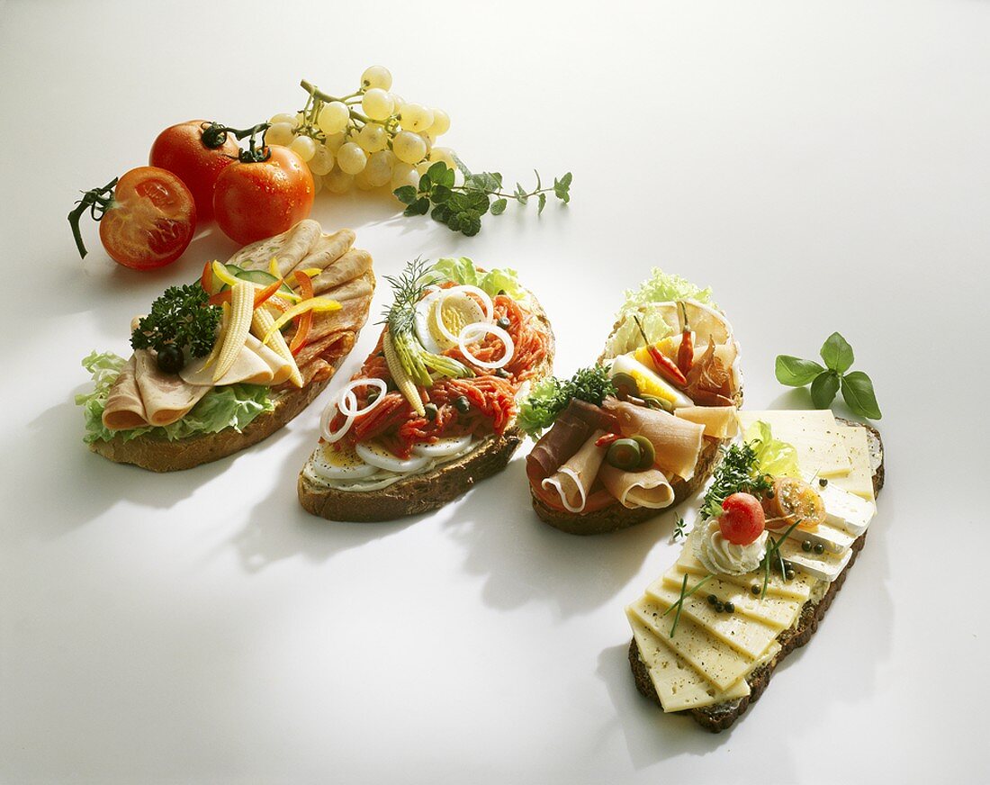Assorted open sandwiches (Smörgas, Sweden)