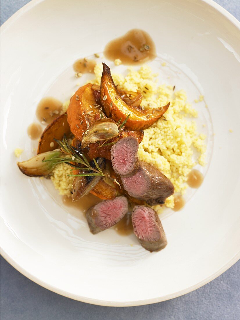 Lamb fillet on couscous