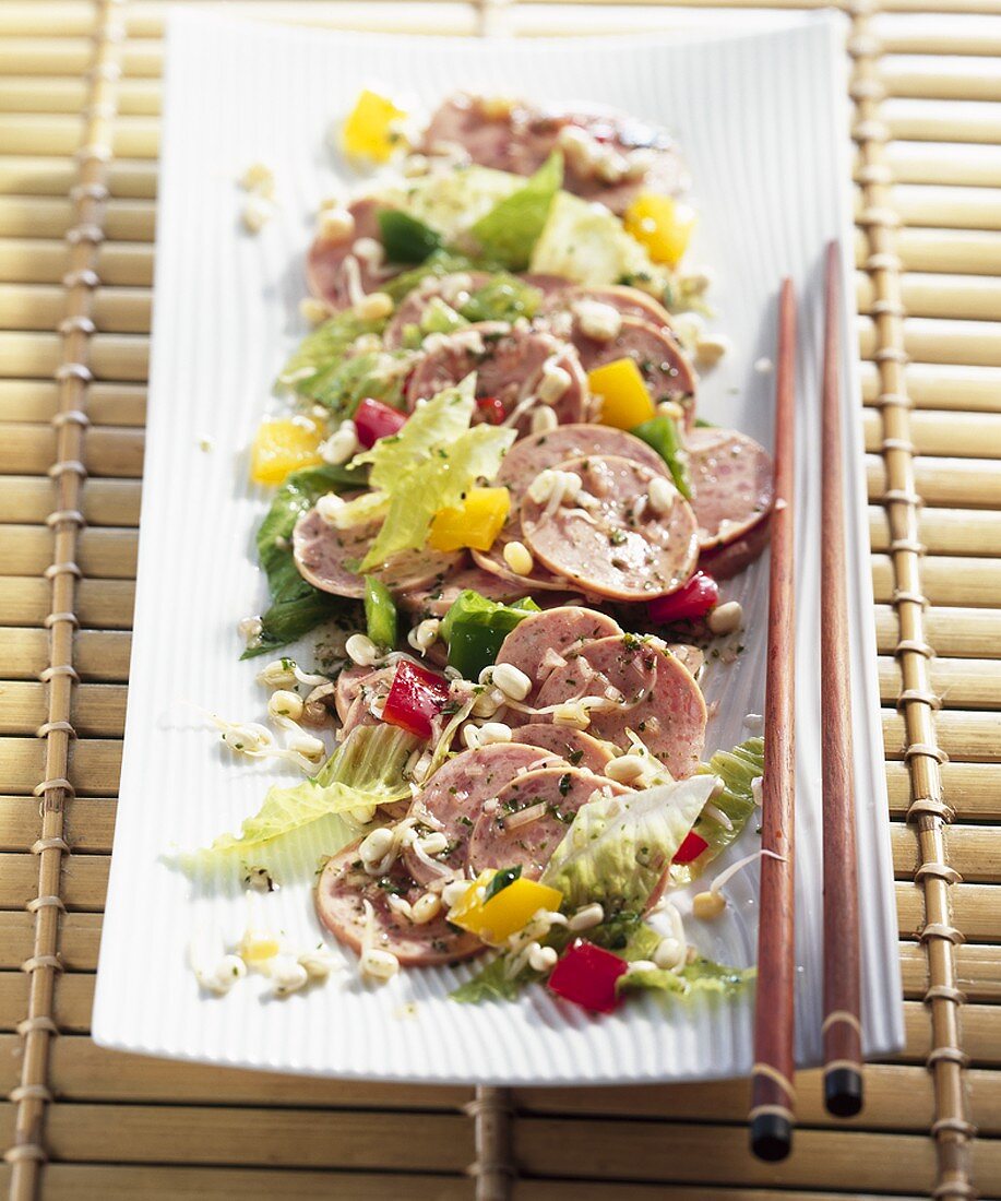 Sausage salad with sprouts (Asia)