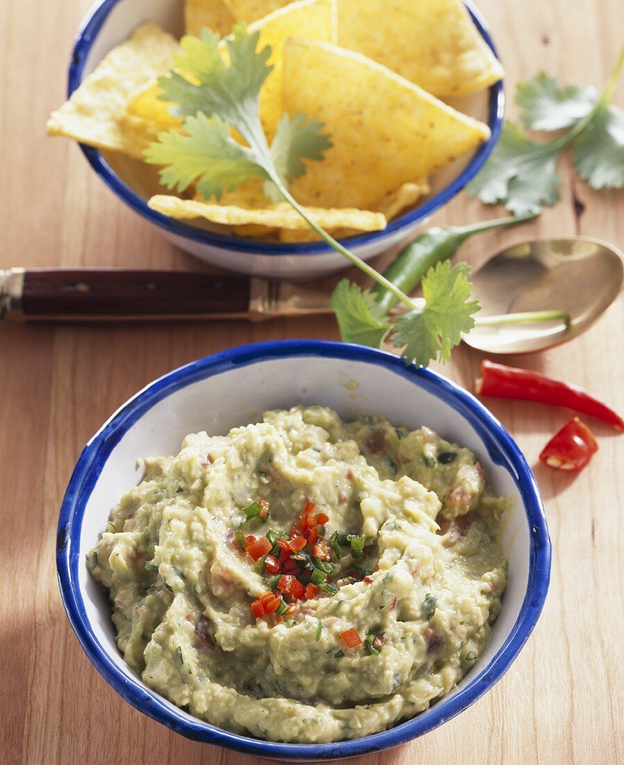 Guacamole with tortilla chips