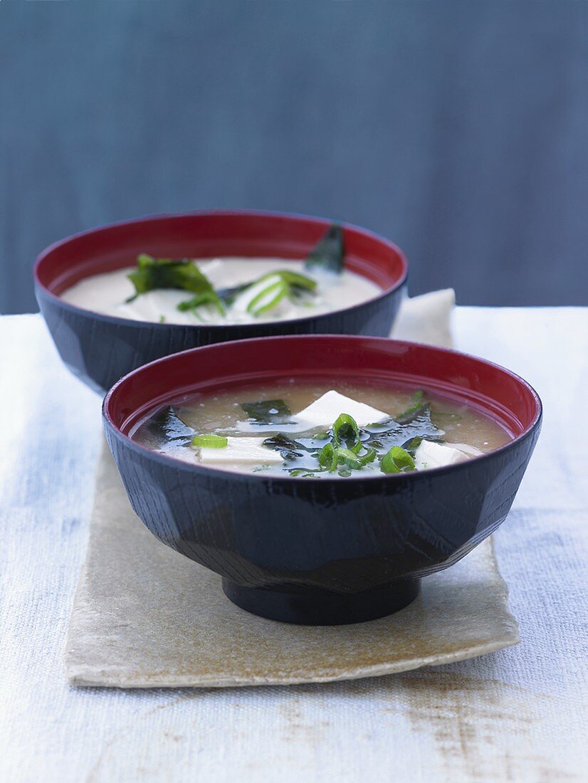 Miso soup with tofu and seaweed (Japan)