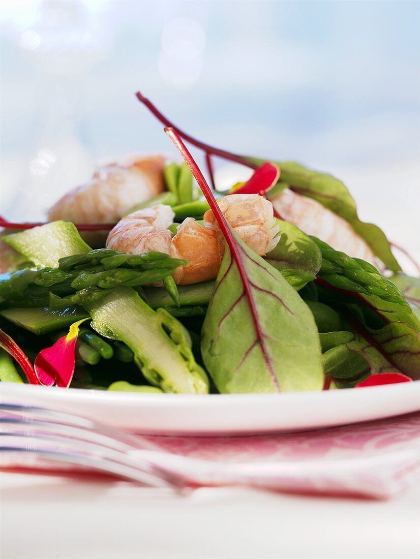 Scampi and vegetable salad