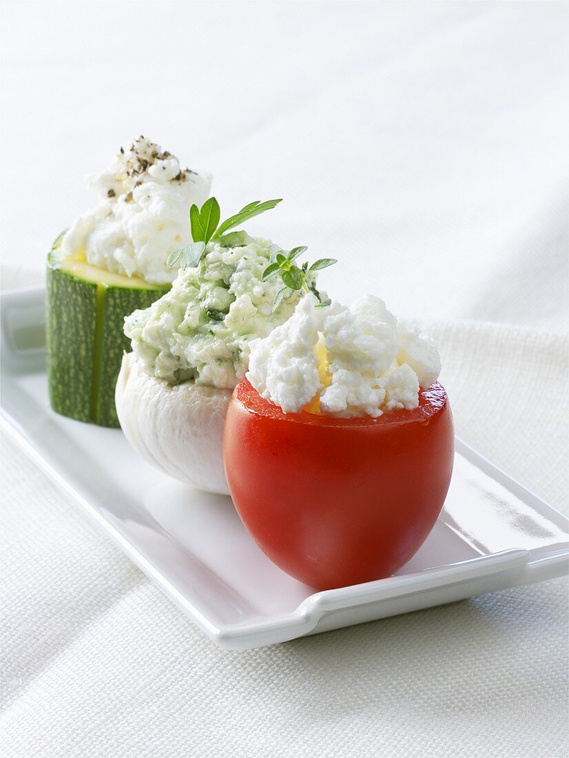 Vegetables stuffed with fresh goat's cheese