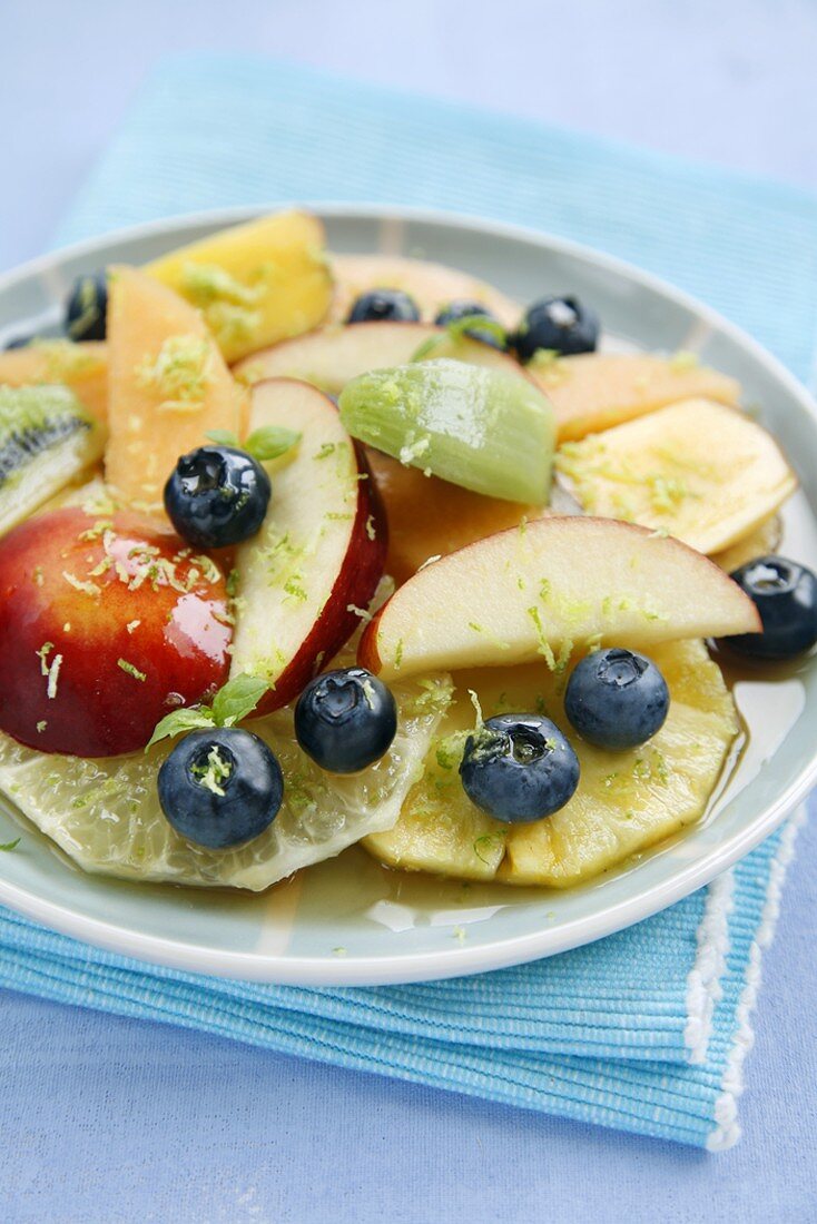Fruit salad with lime zest