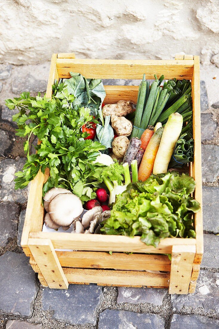 Crate of vegetables