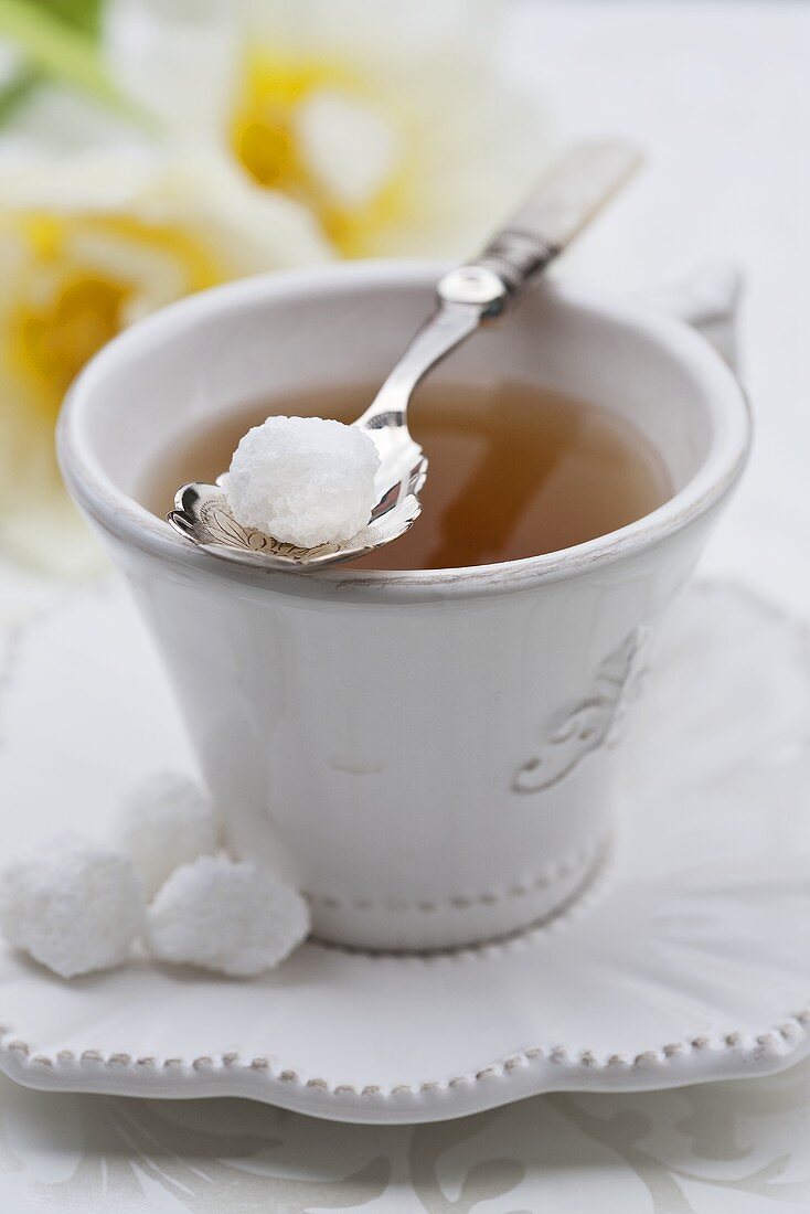 Kräutertee und Zuckerwürfel