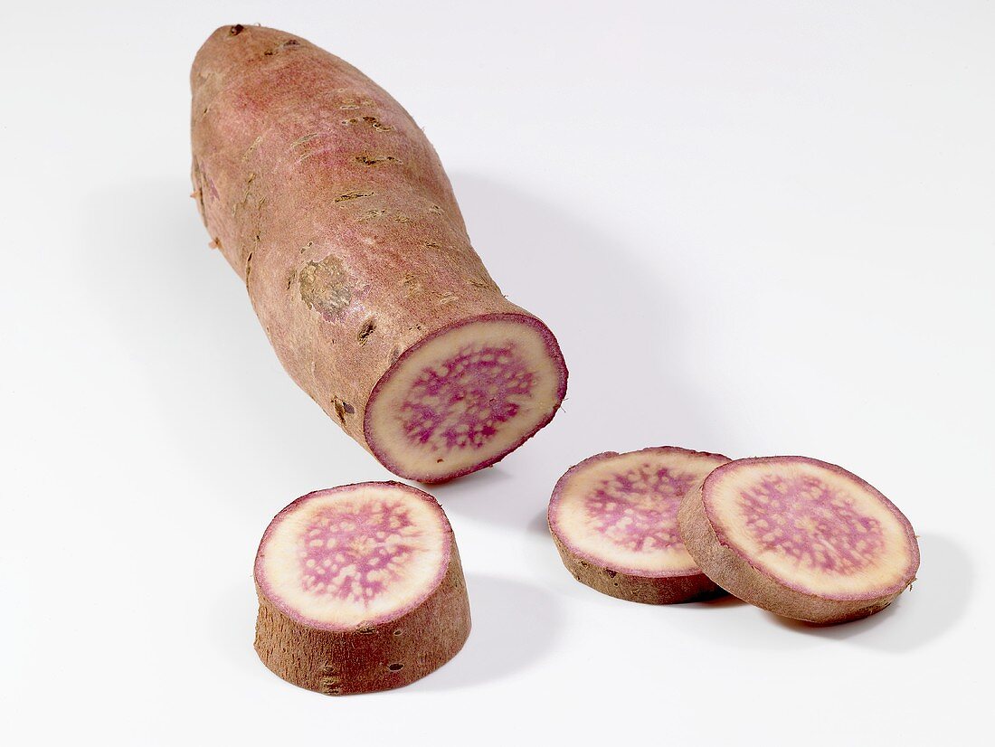 Purple sweet potato, sliced