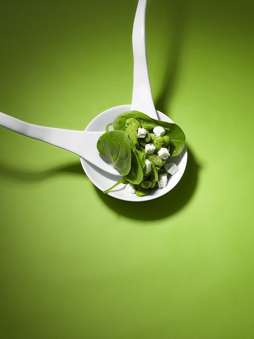 Bean and spinach salad with feta