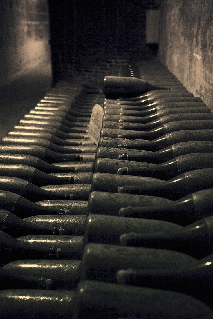 Champagne in storage in Taittinger, Reims, France
