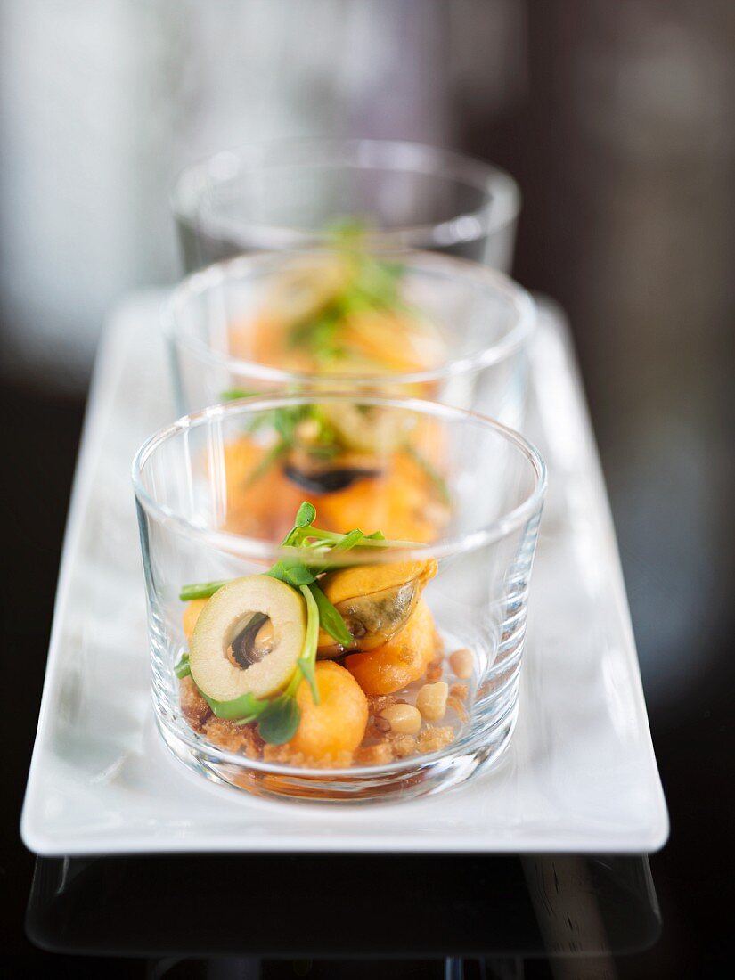 Ingredients for pumpkin gazpacho in glasses