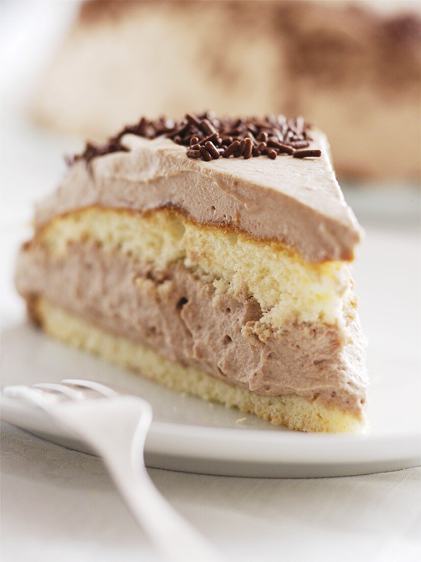 Layered sponge cake with chocolate cream