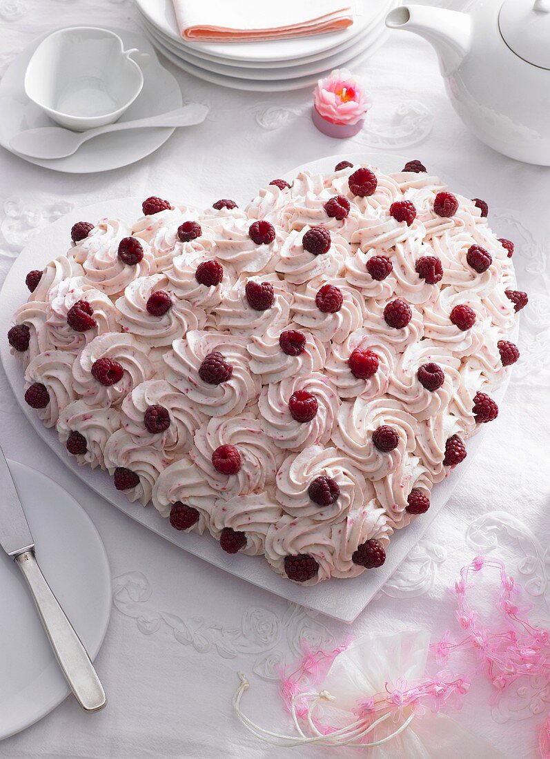 A heart-shaped raspberry tart