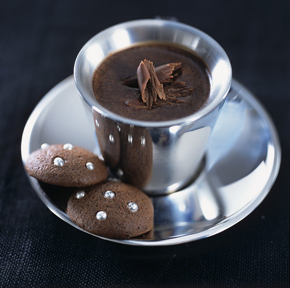 Hot chocolate with chocolate biscuits
