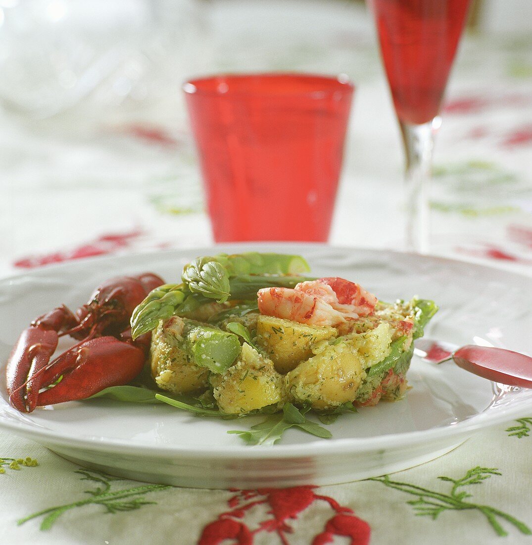 Flusskrebs mit Kartoffelsalat