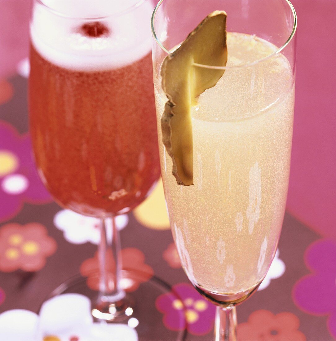 Champagne drinks: Ginger Champagne and Chambrice