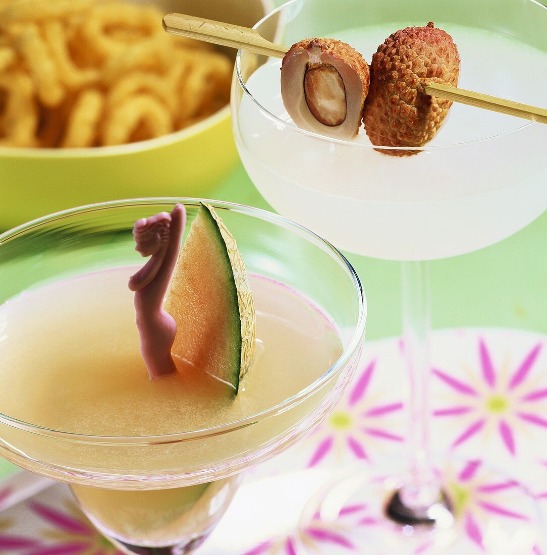 White rum drinks: Melon Daiquiri & Lychee Nut Daiquiri