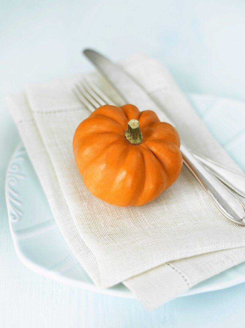 Place-setting with pumpkin